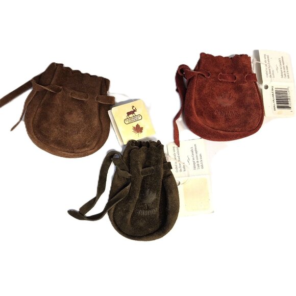 Vintage Caribou Creek Suede Pouch Set of 3 – Made in Canada Leather Witchcore - Picture 1 of 3